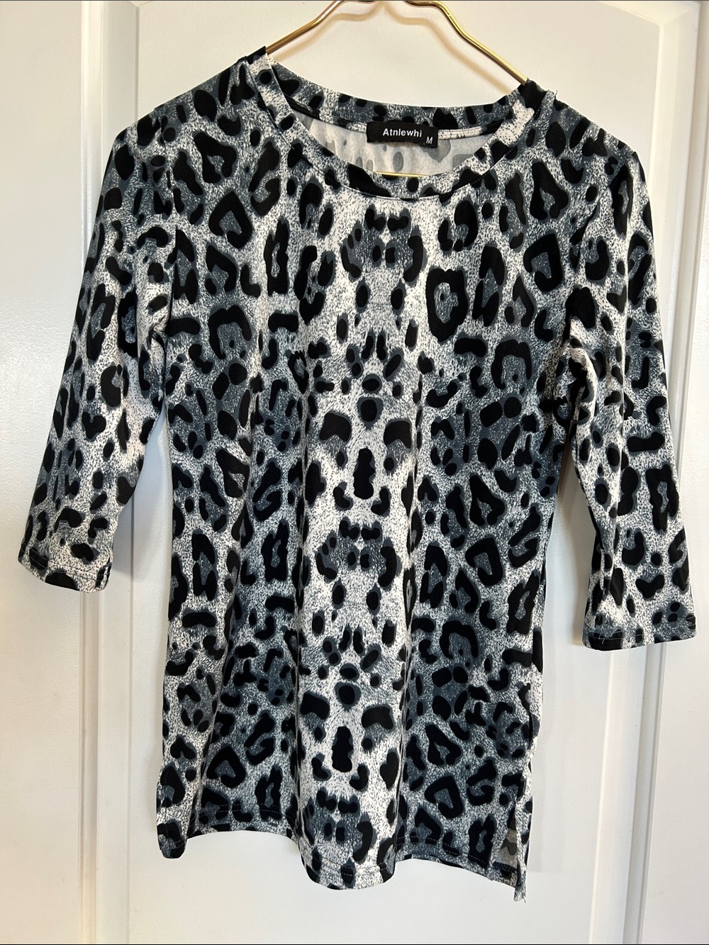 Black & Grey Leopard Print Women’s Top-M